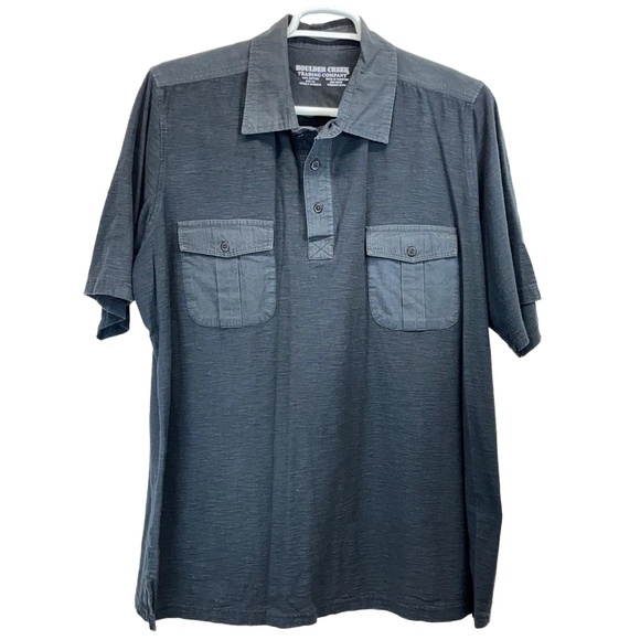 Boulder Creek Other - Boulder Creek Trading Company Dark Grey Men 100% Cotton 1/4 Button Down Shirt XL
